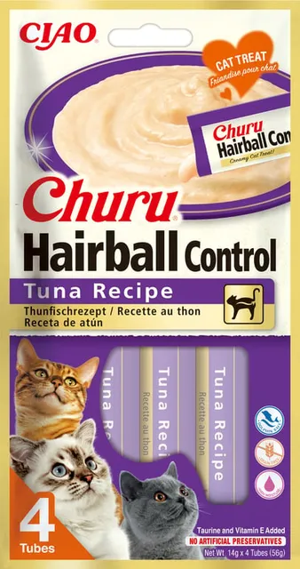 Churu maius kassile Hairball Control tuunikalaga 56 g