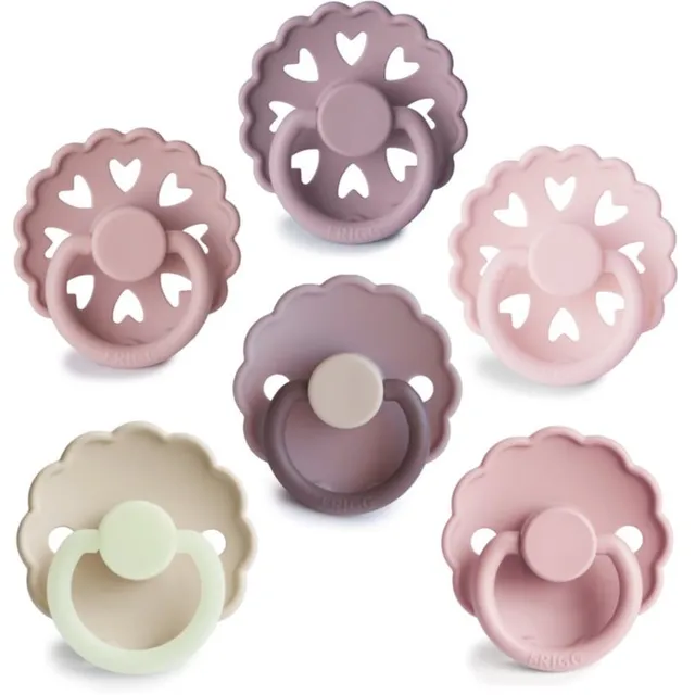 FRIGG 6-Pack Pacifiers Round Silicone Size 1 lutt Blooming Love 6 tk