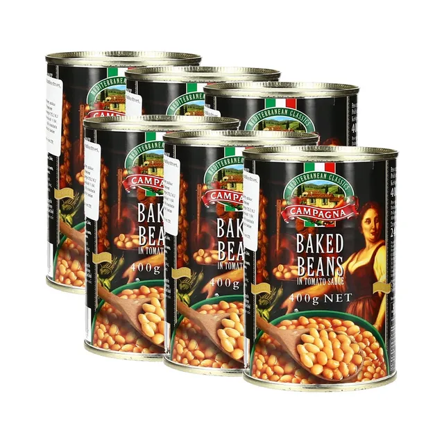 HULGI Küpsetatud oad 6tk, CAMPAGNA, 6 x 400g