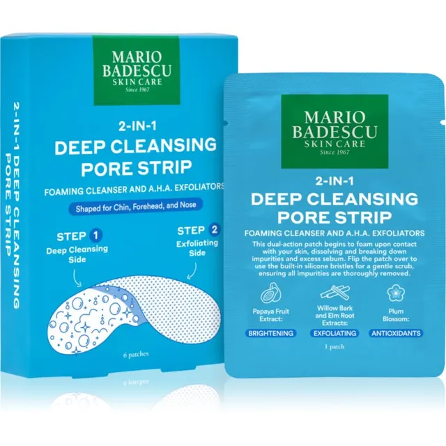 Mario Badescu 2-in-1 Deep Cleansing Pore Strip Plaastrid probleemsele nahale kaks-ühes 6 tk