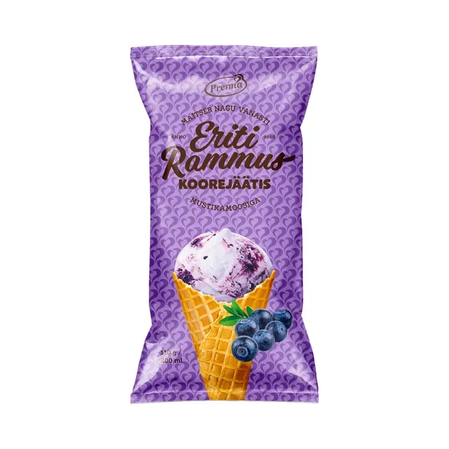 Mustikatäidisega koorejäätis, ERITI RAMMUS, 110 g
