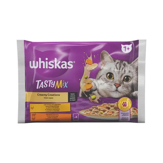 Täistoit. Kiisueine Tasty mix Creamy 4x85g, WHISKAS, 340g