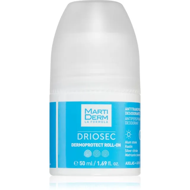 MartiDerm Driosec Dermoprotect Roll-On Higistamisvastane deodorant, mis ei jäta kollaseid ega valgeid plekke 50 ml