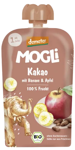 Kakao-, banaani- ja õunapüree, biodünaamiline