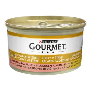 Täissööt. Kassikonserv lõhe, kana tükkidega, GOURMET GOLD, 85g