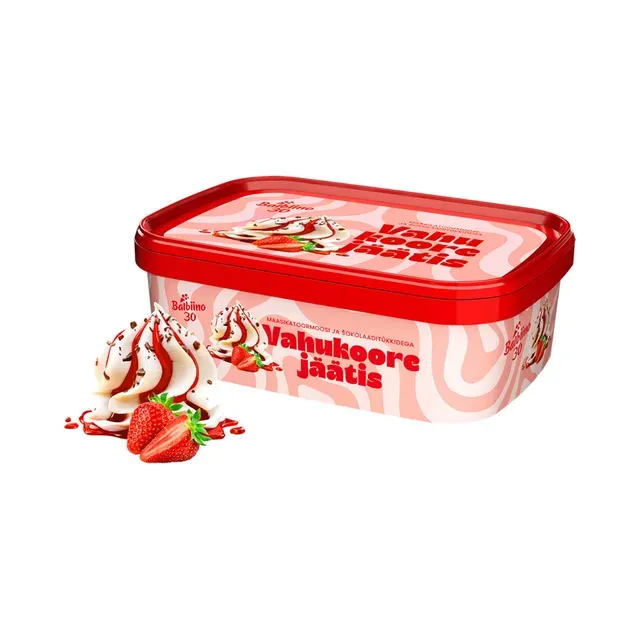 Vahukoorejäätis maasikatoormoosi ja piimašokolaaditükkidega, BALBIINO, 500 g