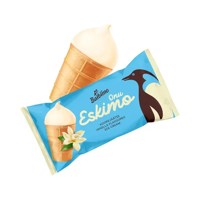 Vanillimaitseline koorejäätis vahvlitopsis, ONU ESKIMO, 65 g