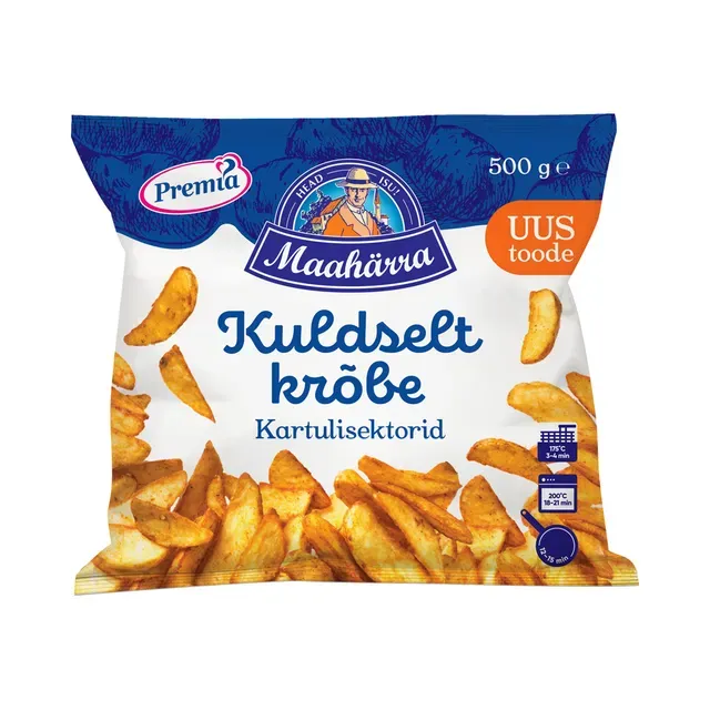 Kuldselt krõbedad kartulisektorid maitsestatud, MAAHÄRRA, 500 g