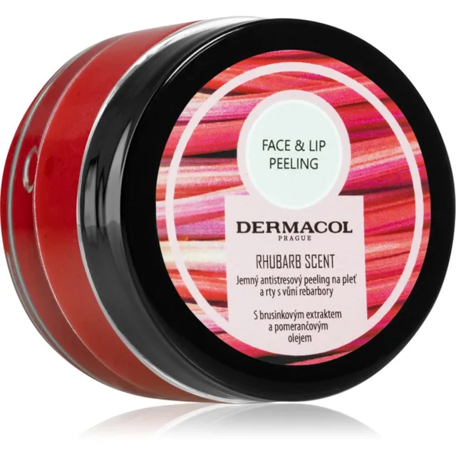 Dermacol Face & Lip Peeling Rhubarb Suhkrukoorimine huultele ja põskedele 50 ml