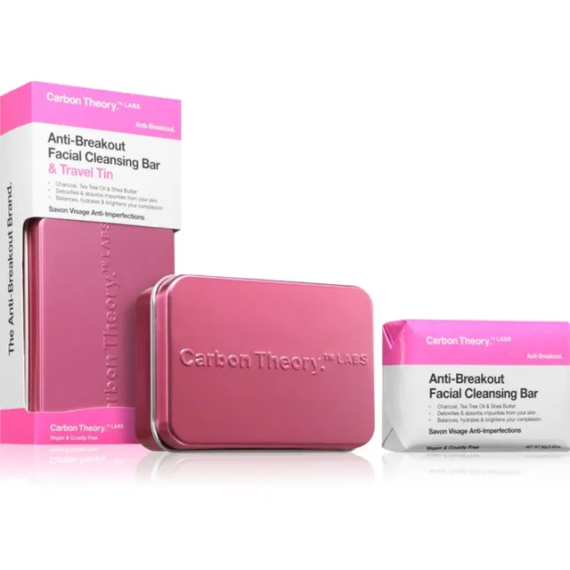 Carbon Theory Anti-Breakout Facial Cleansing Bar Näoseep aknekalduvustega naha ebatäiuste vastu 80 g