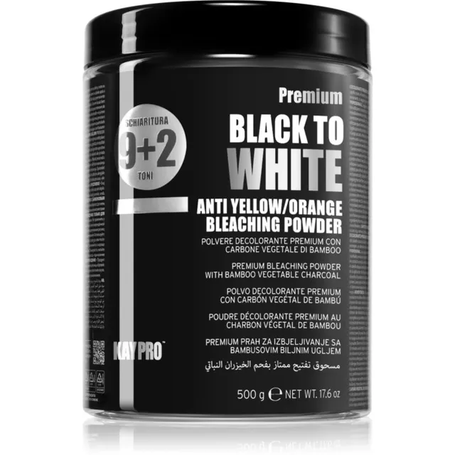 Kaypro Black To White Anti Yellow/Orange Bleaching Powder Helendav puuder juustele professionaalseks kasutamiseks 500 g
