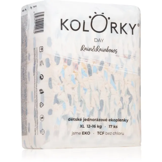 Kolorky Day Rain&Rainbow ühekordselt kasutatavad ökomähkmed suurus XL 12-16 Kg 17 tk