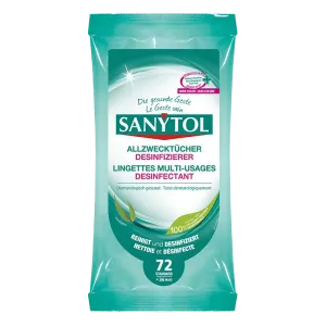 Puhastuslapid desinfitseeriv niisutatud universaalsed, SANYTOL, 72 tk
