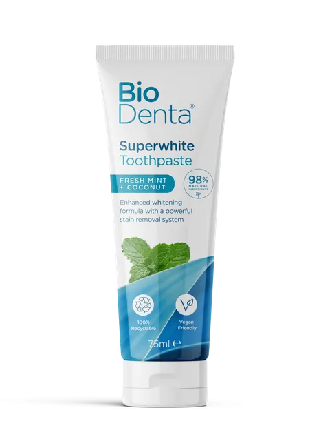BioDenta™ SUPERWHITE Toothpaste Fresh Mint + Coconut
