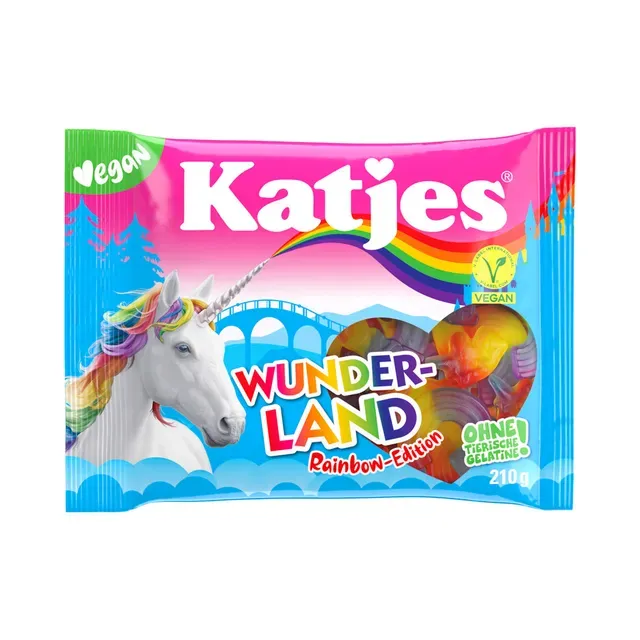 Kummikommid Wunderland Rainbow, KATJES, 210g