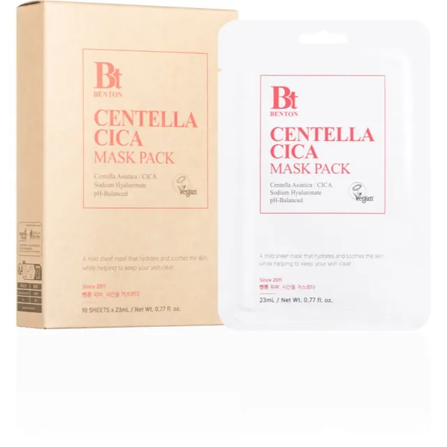Benton Goodbye Redness Centella Rahustav näo lehtmask probleemsele nahale, akne vastu 10 tk