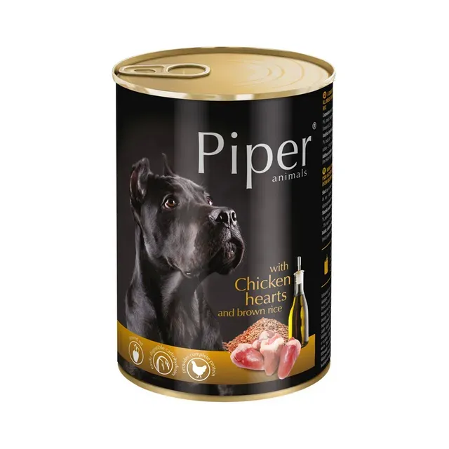 Täissööt koertele kanasüdamete ja spinatiga, PIPER, 400 g