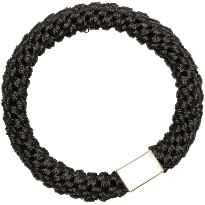 DARK Fat Hair Tie W/Gold