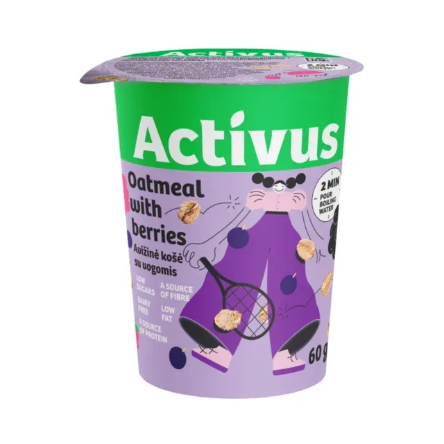 Kaerahelbepuder marjadega, tops, ACTIVUS, 60 g