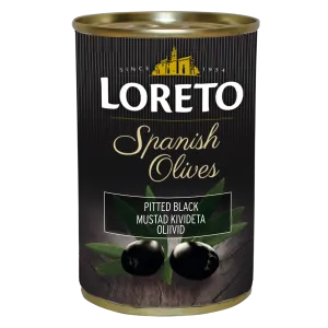 Mustad kivideta oliivid, LORETO, 300 g bruto