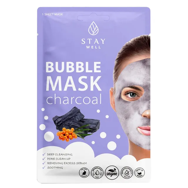 STAY WELL Deep Cleansing Charcoal Bubble Sheet Mask 20g