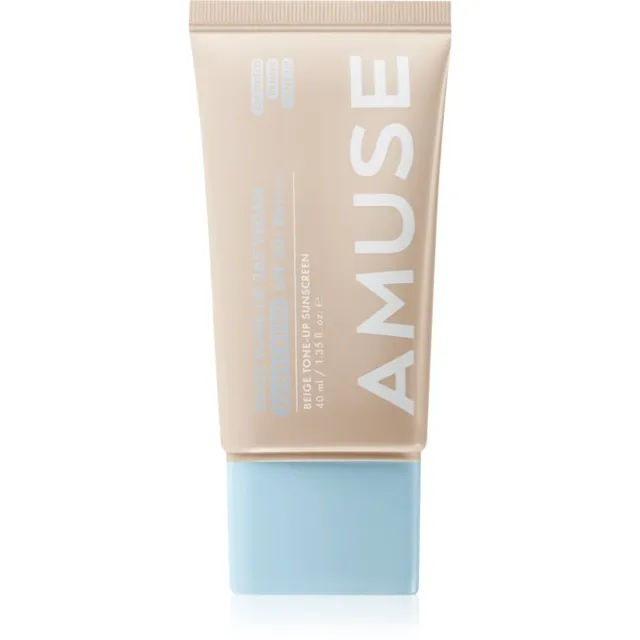 AMUSE Beige Tone-Up 365 Vegan Sunscreen Tooniv päevitusvedelik ühtlase nahatooni jaoks SPF 50+ 40 ml