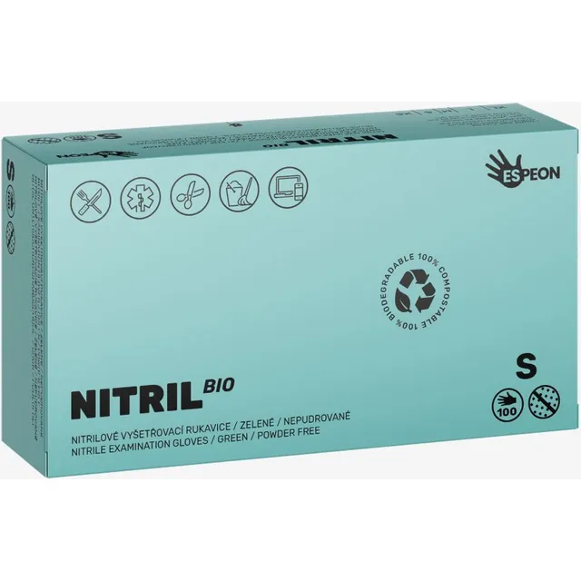 Espeon Nitril BIO Green puudrita nitriilkindad suurus S 2x50 tk