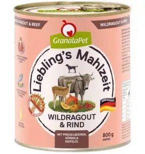 Liebling´s Mahlzeit TERAVILJAVABA konservtoit koertele ULUKILIHARAGUU ja VEISELIHAGA (65%), JÕHVIKATE, KÕRVITSA ning OHAKAÕLIGA