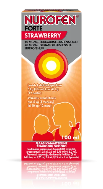 NUROFEN FORTE STRAWBERRY SUUKAUDNE SUSPENSIOON ENSOON 40MG 1ML 100ML N1