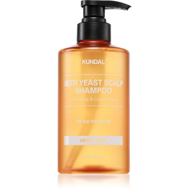 KUNDAL Beer Yeast Hair Loss Relief Shampoo Stimuleeriv ja värskendav šampoon juuste väljalangemise vastu lõhn Herb Mint 500 ml