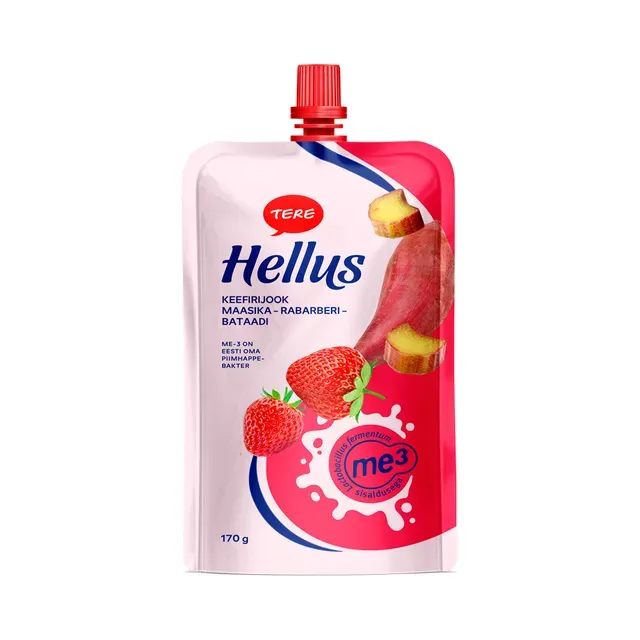 Keefirijook maasikas-rabarber-bataat, HELLUS, 170 g