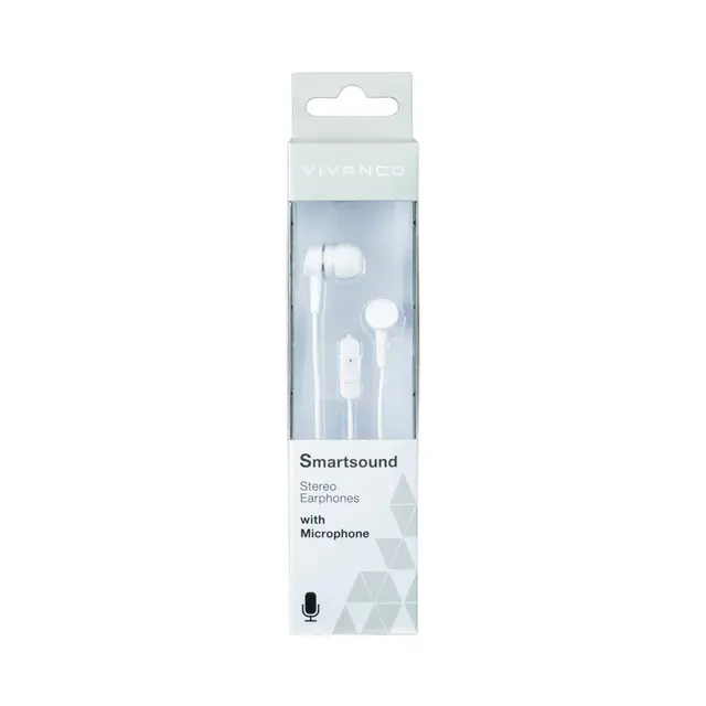 Kõrvaklapid +mikrofon Smartsound, valge, VIVANCO, 1 tk