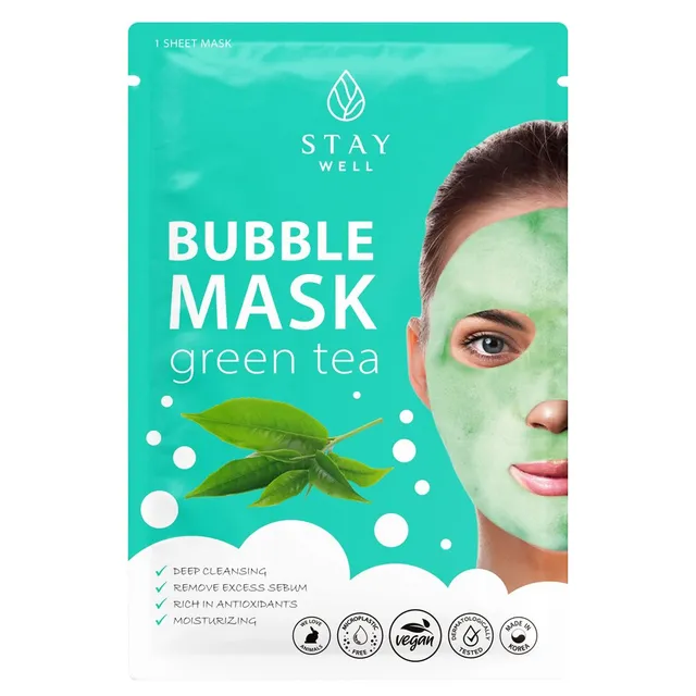 STAY WELL Deep Cleansing Green Tea Bubble Sheet Mask 20g