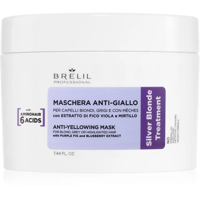 Brelil Professional Anti-yellowing Mask kollakate toonide vastane mask blondidele ja hallidele juustele 220 ml
