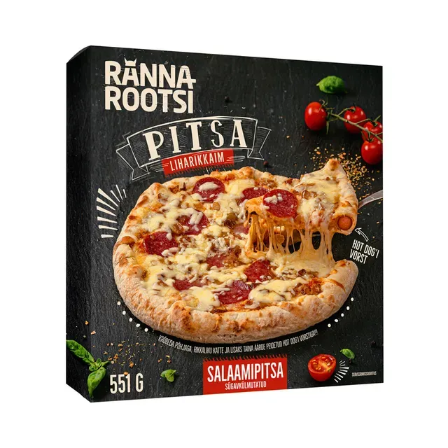 Hot dogi pitsa salaamiga, RANNAROOTSI, 551 g