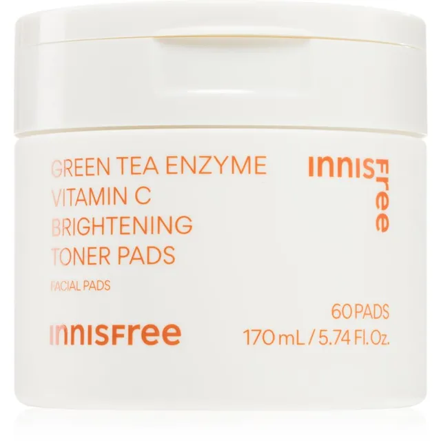 innisfree Green Tea Vitamin C Brightening Toner Pads toniseerivad padjad sära andmiseks ja niisutamiseks 60 tk