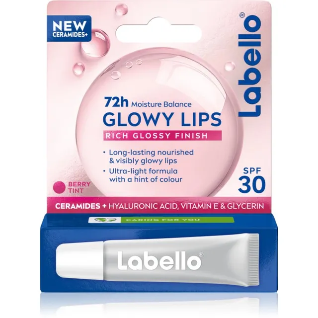 Labello Glowy Lips Berry Toonitud huulepalsam hüaluroonhappega SPF 30 10 ml