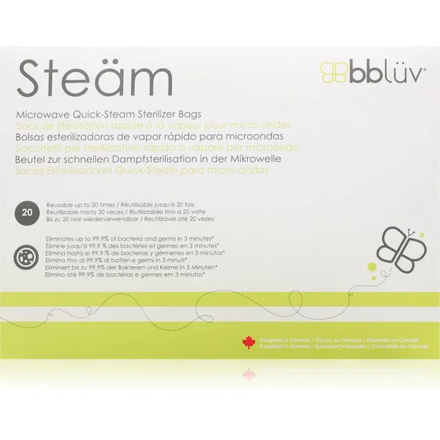BBLÜV Steäm steriliseerimiskotid mikrolaineahjude jaoks 24 x 21 cm 6 tk
