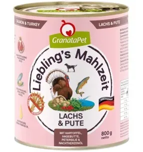 Liebling´s Mahlzeit TERAVILJAVABA konserv koertele LÕHE ja KALKUNILIHAGA (65%), KARTULITE, KIBUVITSAMARJADE, KUNINGAKEPIÕLIGA