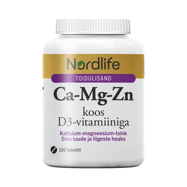 Ca-Mg-Zn D3-vitamiiniga tabletid N100, NORDLIFE, 130 g