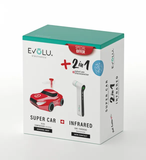 INHALAATOR EVOLU SUPER CAR + KONTAKTIVABA TERMOMEETER