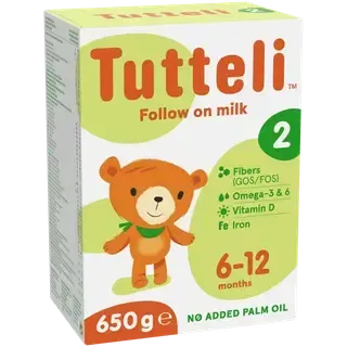 Tutteli 2 piimal põhinev imiku jätkupiimasegu alates 6 kuust, 650g