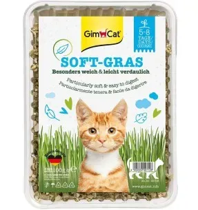 Kassimuru seemnesegu kasvusubstraadis, eriti pehme ja kergesti seeditav muru Soft-Gras (GimCat)
