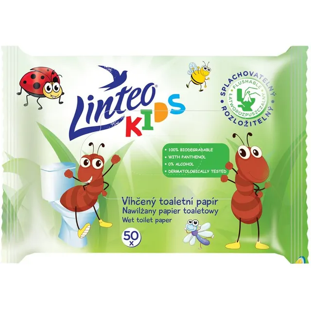 Linteo Kids Wet Toilet Paper niisutatud tualettpaber lastele 50 tk