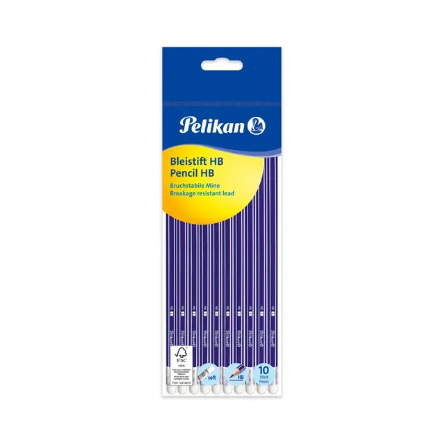 Harilik pliiats, HB, kustukummiga, PELIKAN, 10 tk
