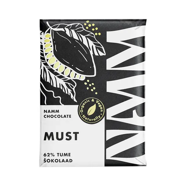Mahe 62% tume šokolaad Must, NAMM CHOCOLATE, 37g