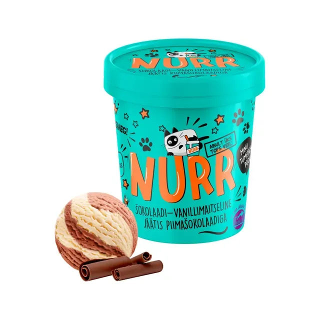 Šokolaadi-vanillimaitseline koorejäätis piimašokolaadiga, NURR, 260 g