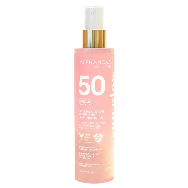 ALPHANOVA Daily Sun Glow Glittering Pink Sun Oil SPF50 125ml