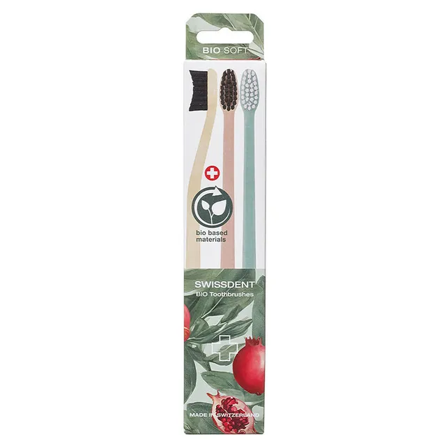 SWISSDENT Bio Toothbrush Trio ( Yellow/Pink/Green)