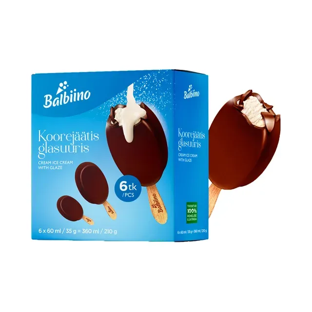 Koorejäätis glasuuris 6x60ml, BALBIINO, 210 g